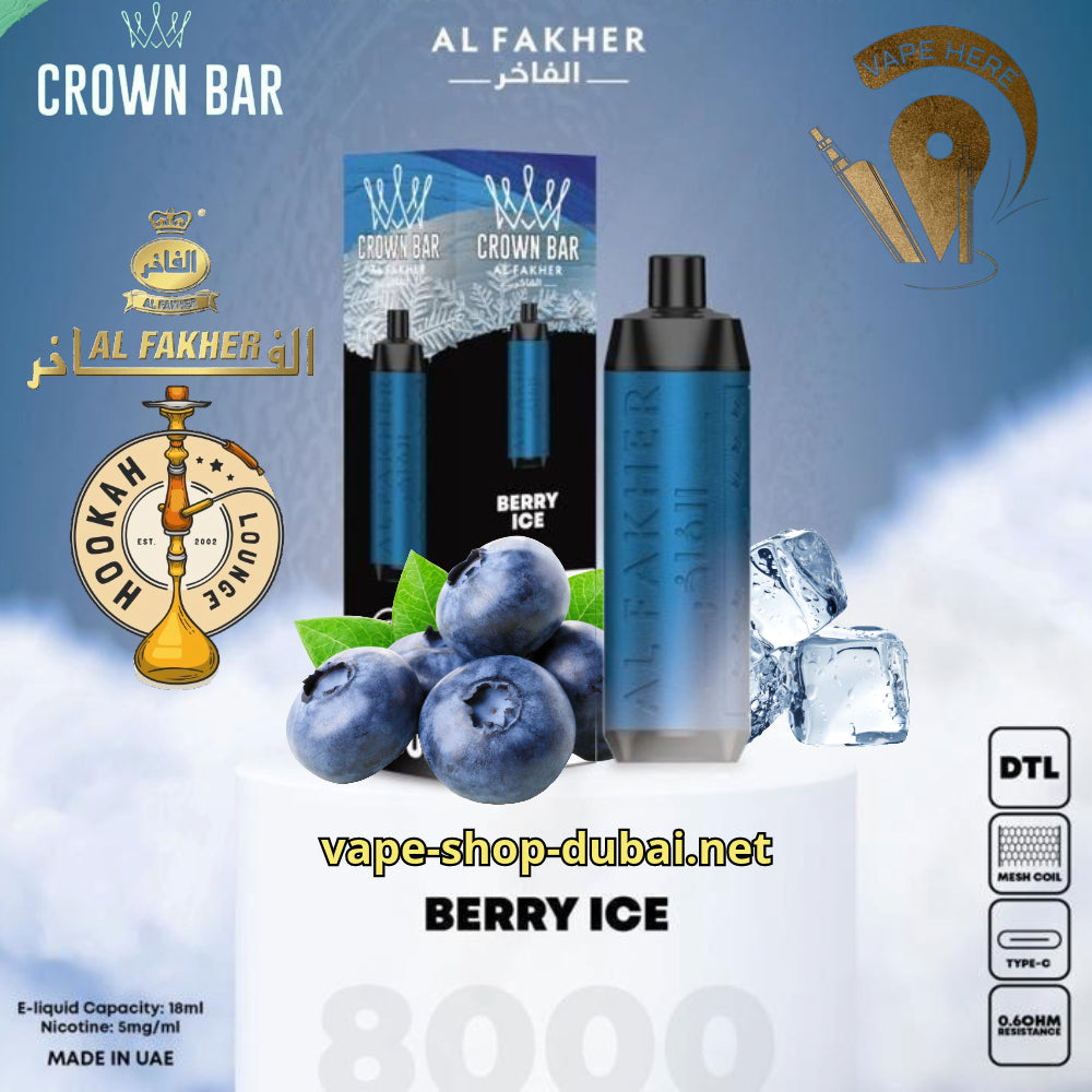 AL FAKHER CROWN BAR 8000 PUFFS BERRY ICE